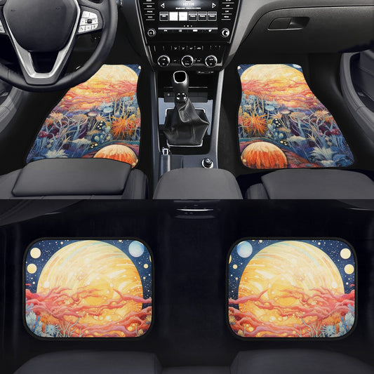 Yellow Moon Scape Car Mats - Set of 2 or 4 Car Floor Mats Car Accessories