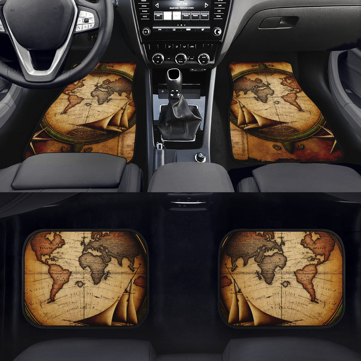Old Maps 22 Car Mats - Set of 2 or 4 Car Floor Mats Car Accessories