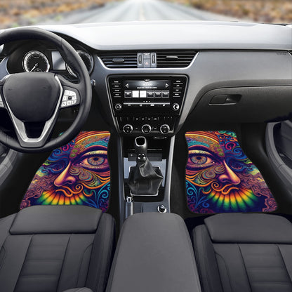 Psychedelic Face Car Mats - Set of 2 or 4 Car Floor Mats Car Accessories