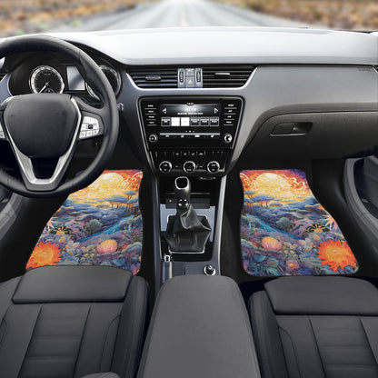 Red Sky Moon Scape Car Mats - Set of 2 or 4 Car Floor Mats Car Accessories