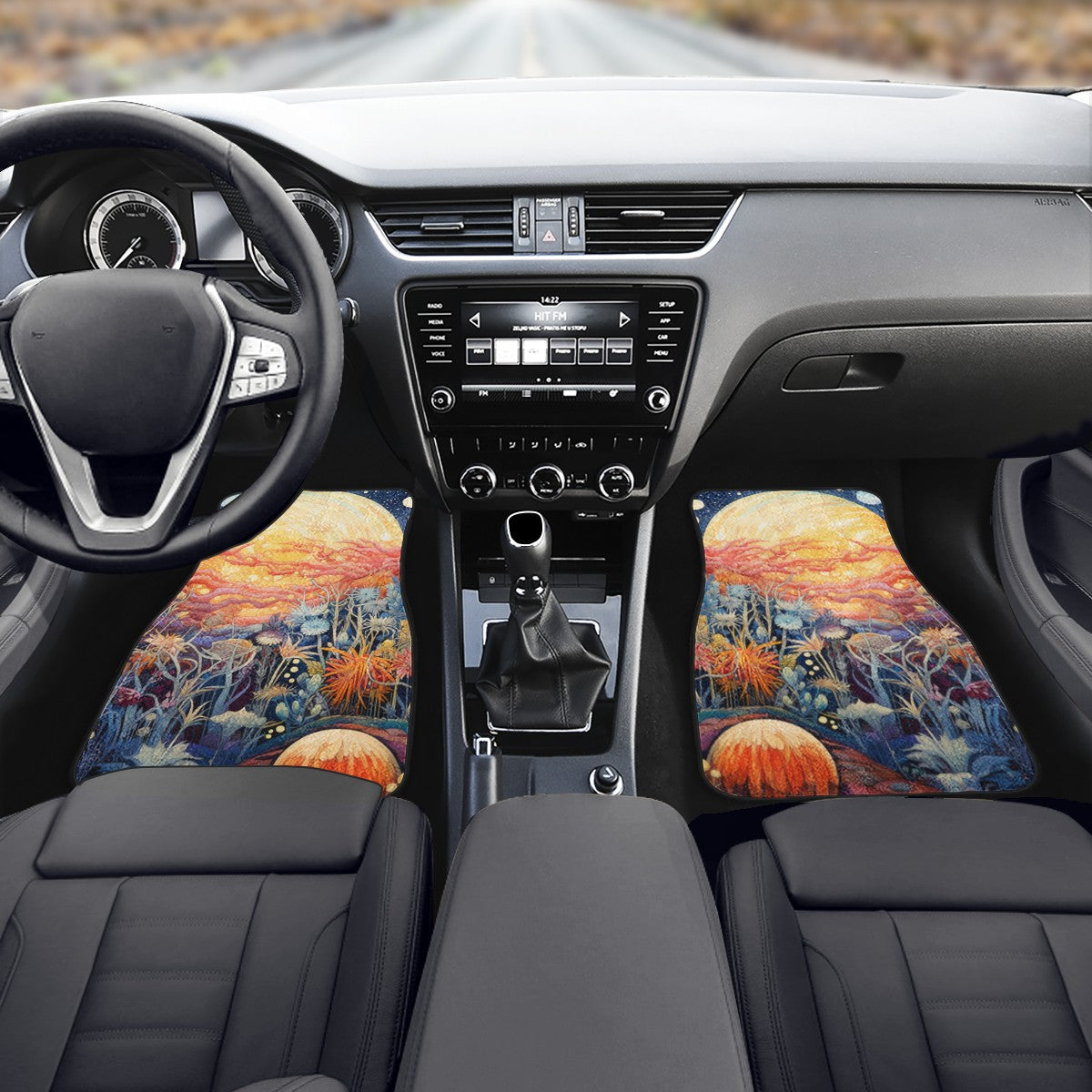 Yellow Moon Scape Car Mats - Set of 2 or 4 Car Floor Mats Car Accessories
