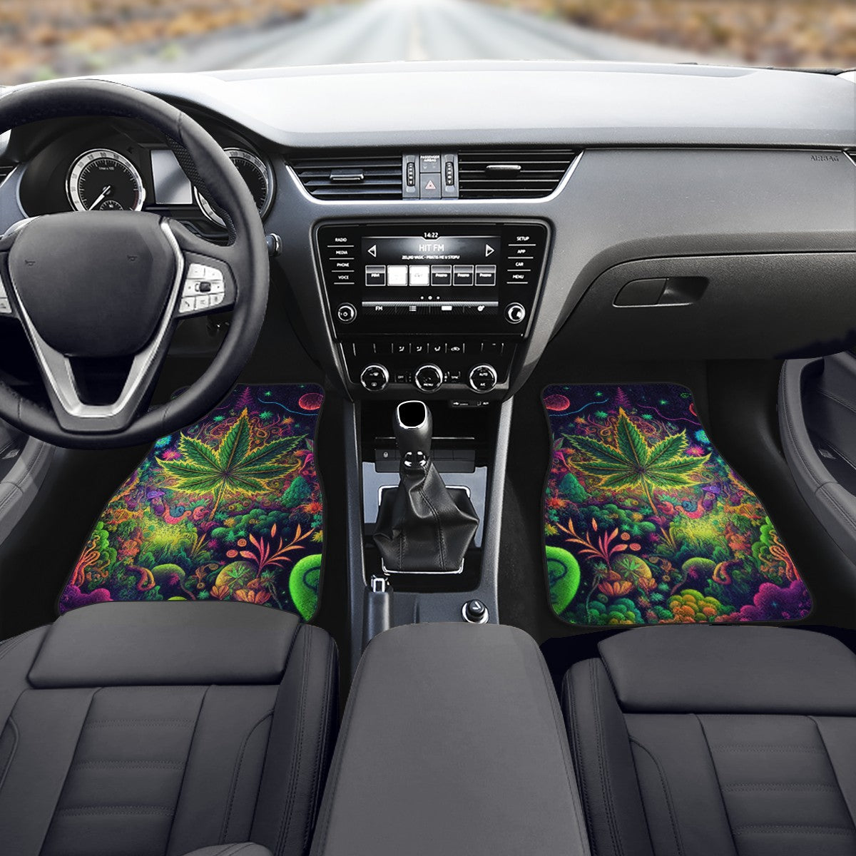Psychedelic Green Leaf Car Mats - Set of 2 or 4 Car Floor Mats Car Accessories