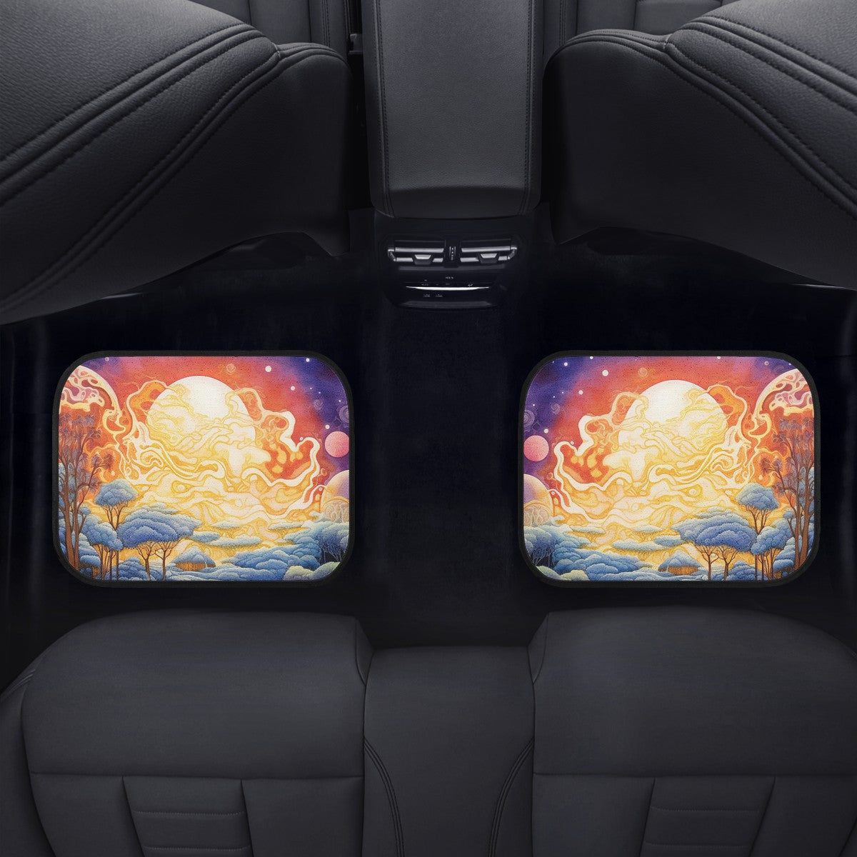 Red Sky Moon Scape Car Mats - Set of 2 or 4 Car Floor Mats Car Accessories