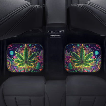Psychedelic Green Leaf Car Mats - Set of 2 or 4 Car Floor Mats Car Accessories