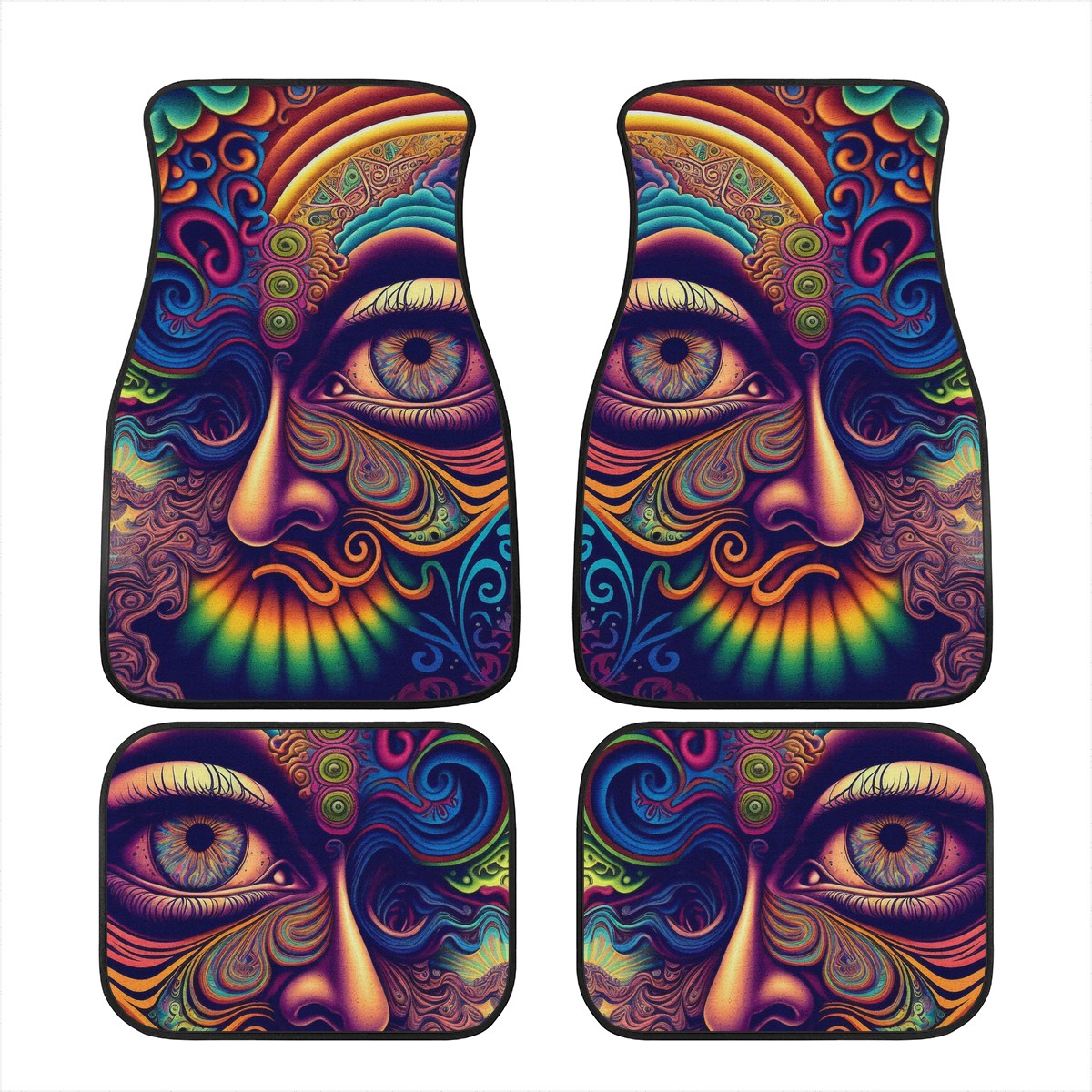 Psychedelic Face Car Mats - Set of 2 or 4 Car Floor Mats Car Accessories