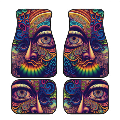 Psychedelic Face Car Mats - Set of 2 or 4 Car Floor Mats Car Accessories