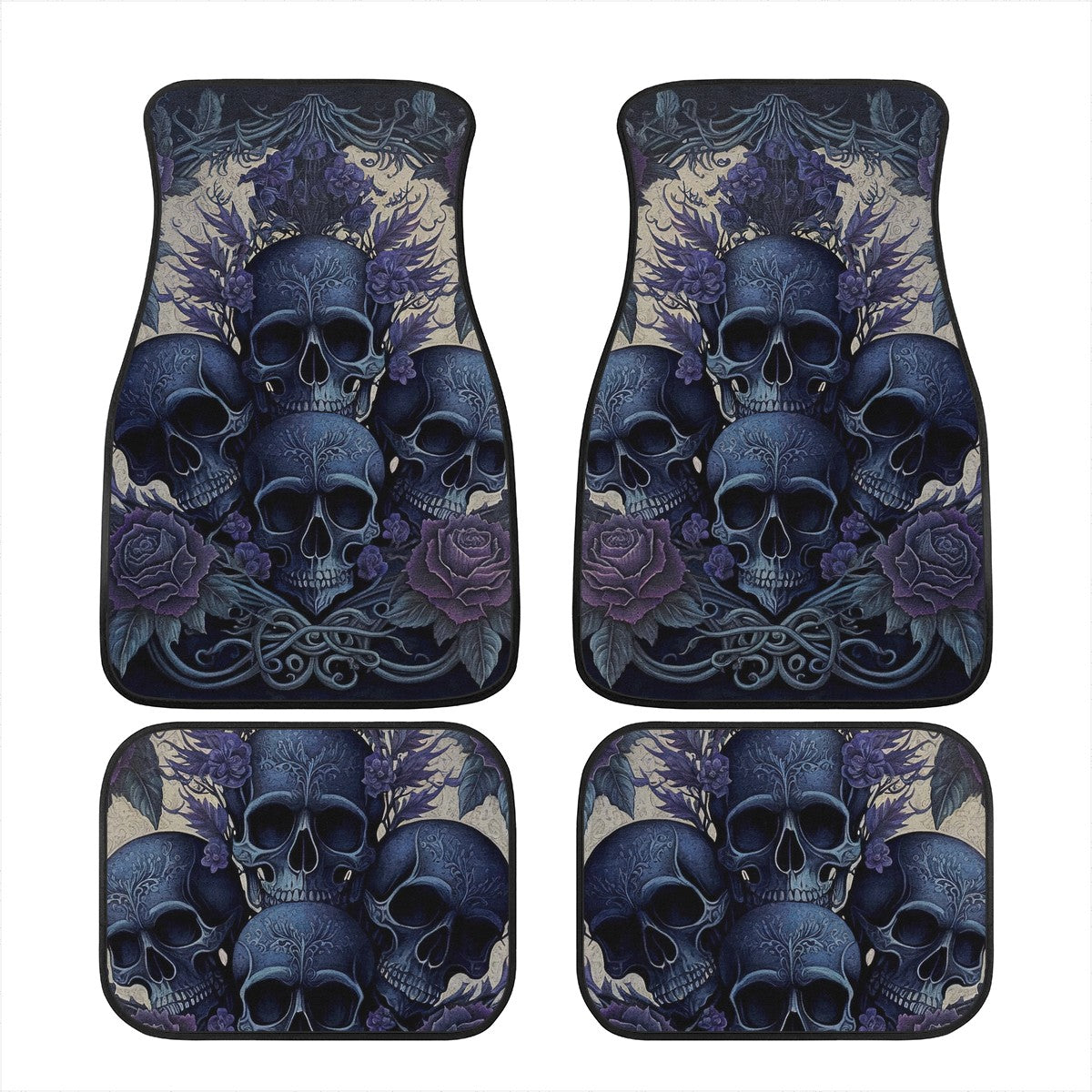 Blue Skulls Car Mats - Set of 2 or 4 Car Floor Mats Car Accessories