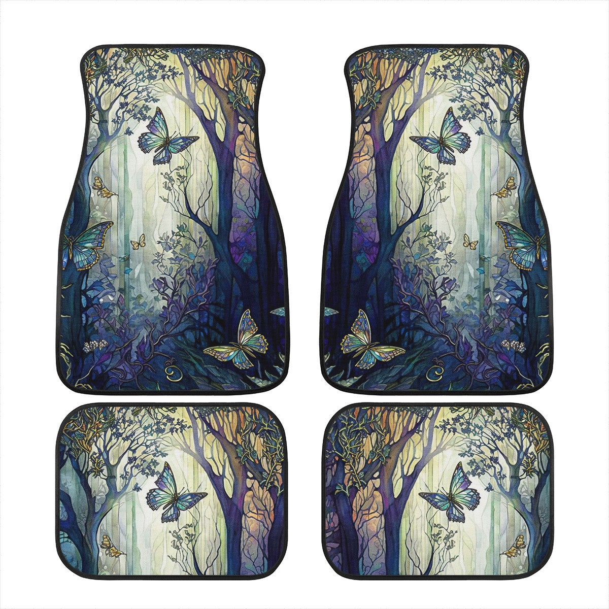 Blue Enchanted Forest Car Mats - Set of 2 or 4 Car Floor Mats Car Accessories