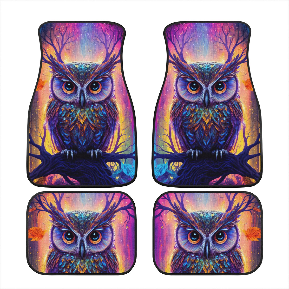 Psychedelic Owl Car Mats - Set of 2 or 4 Car Floor Mats Car Accessories