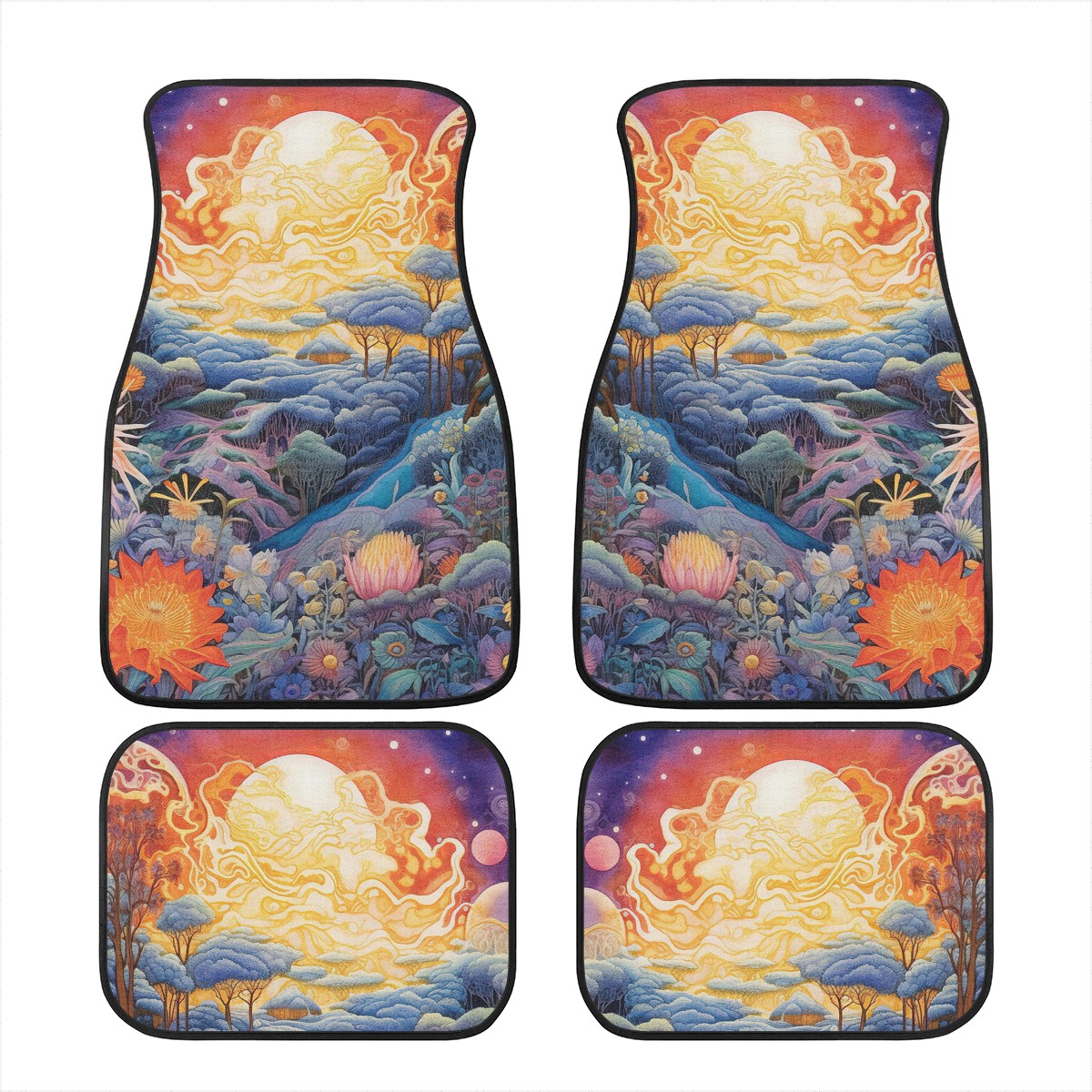 Red Sky Moon Scape Car Mats - Set of 2 or 4 Car Floor Mats Car Accessories