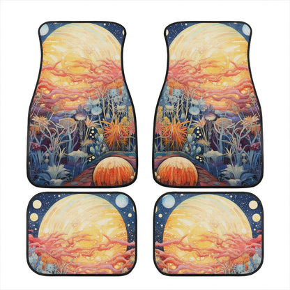 Yellow Moon Scape Car Mats - Set of 2 or 4 Car Floor Mats Car Accessories