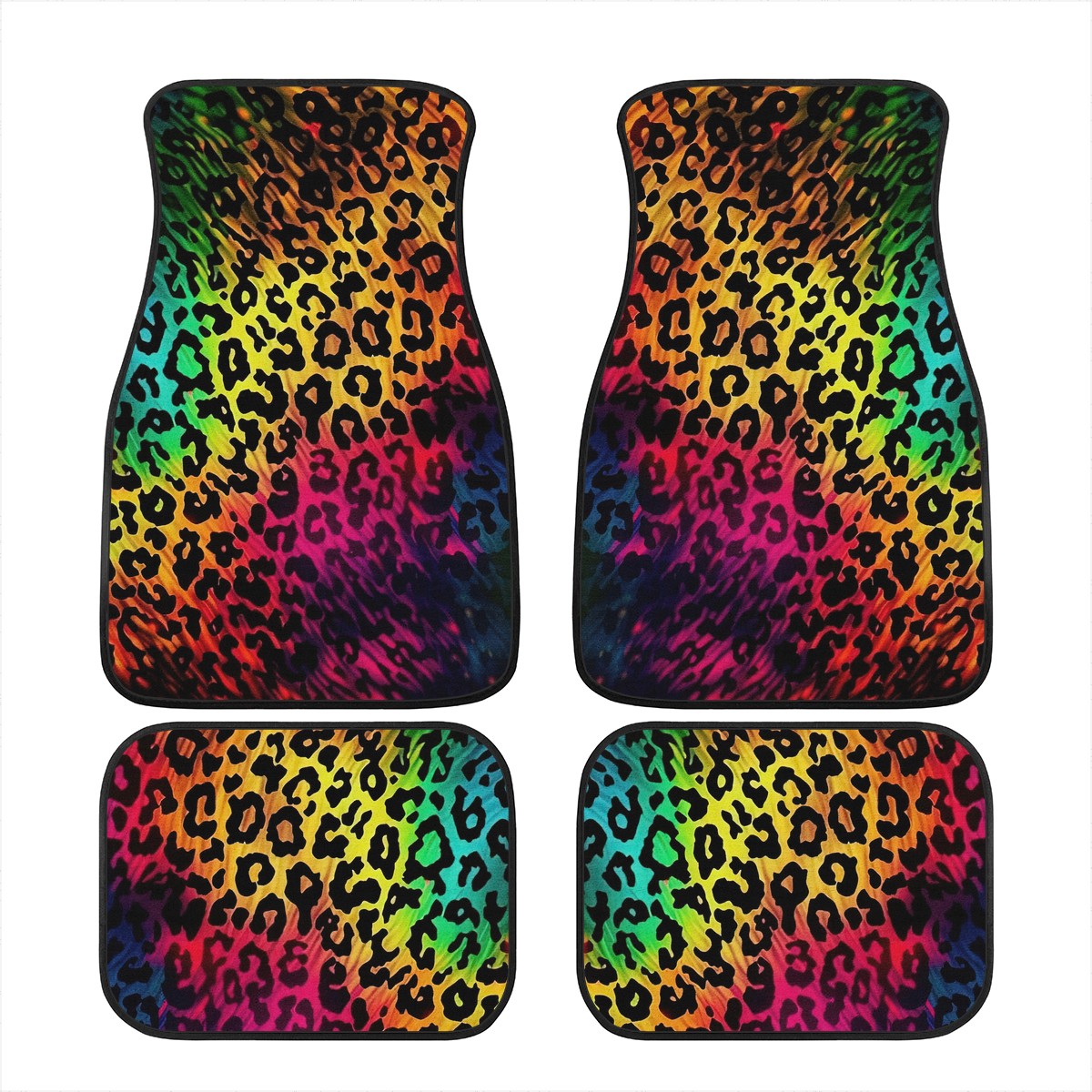 Bright Leopard Skin Print Car Mats - Set of 2 or 4 Car Floor Mats Car Accessories