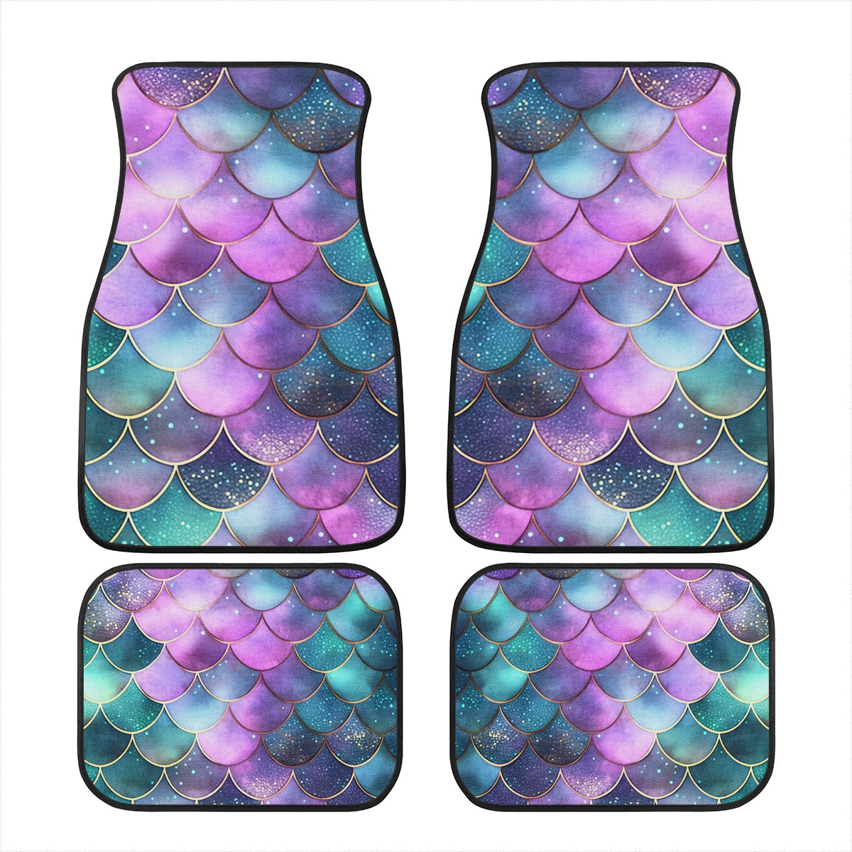 Mermaid Scales Purple Green Car Mats  - Set of 2 or 4 Car Floor Mats Car Accessories