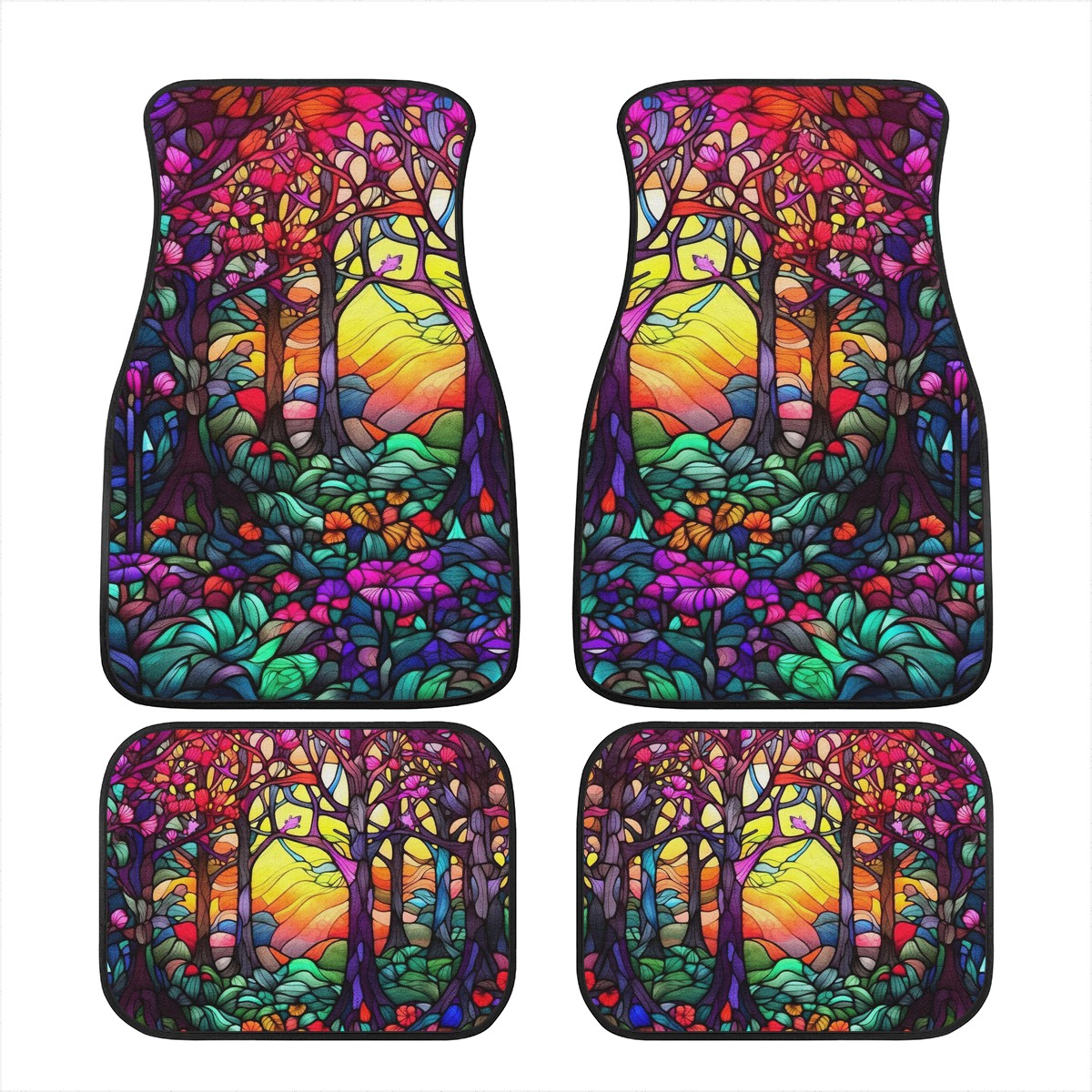 Pink Stained Glass Car Mats - Set of 2 or 4 Car Floor Mats Car Accessories