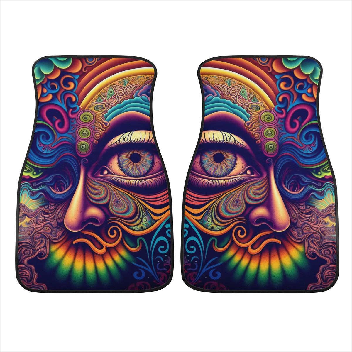 Psychedelic Face Car Mats - Set of 2 or 4 Car Floor Mats Car Accessories