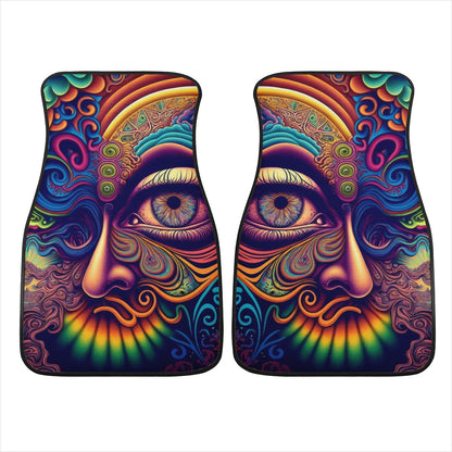 Psychedelic Face Car Mats - Set of 2 or 4 Car Floor Mats Car Accessories