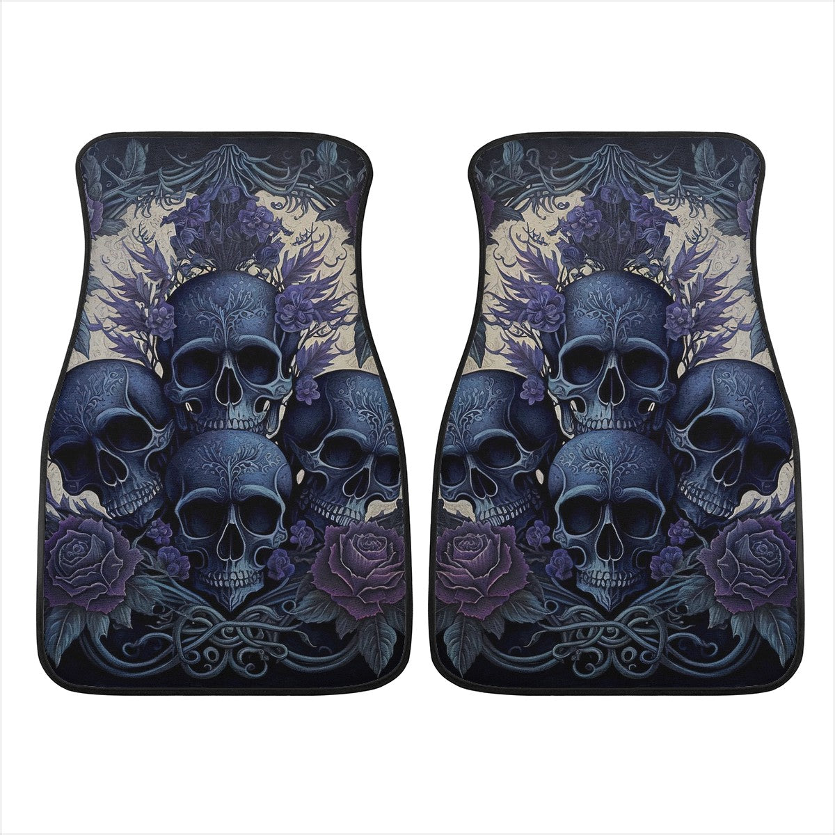 Blue Skulls Car Mats - Set of 2 or 4 Car Floor Mats Car Accessories
