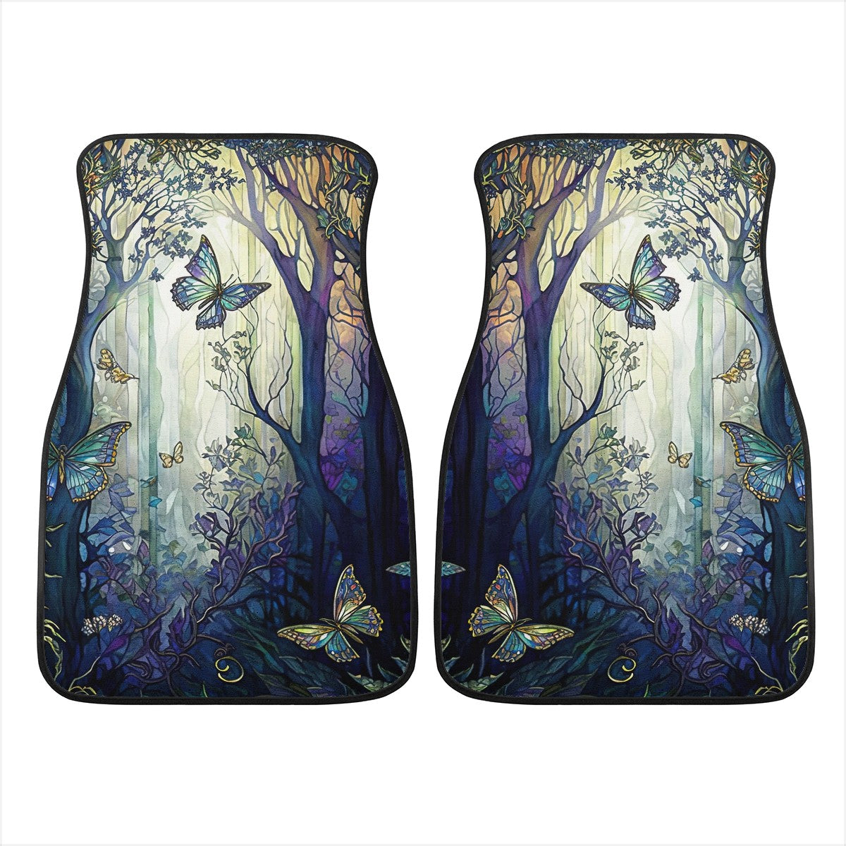 Blue Enchanted Forest Car Mats - Set of 2 or 4 Car Floor Mats Car Accessories