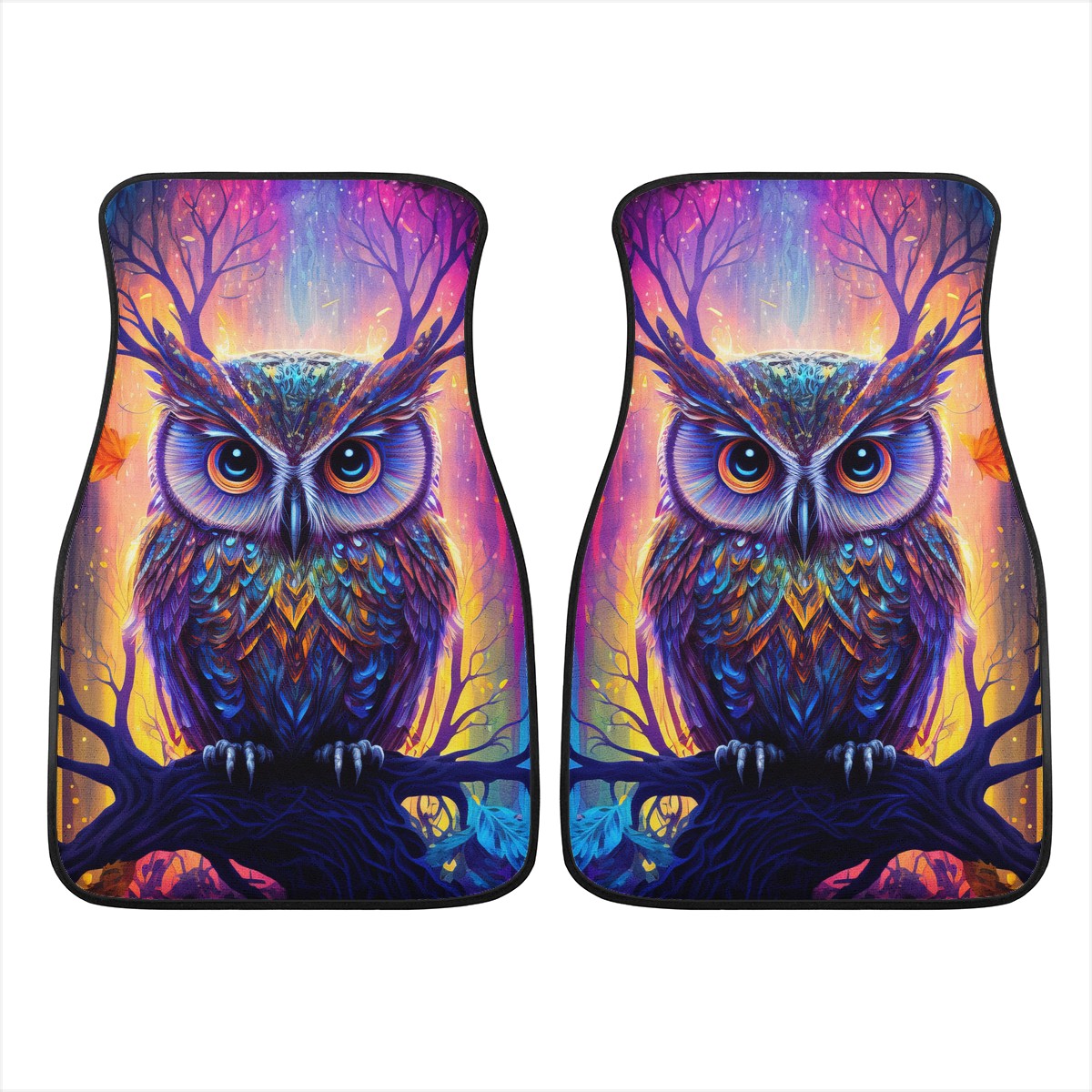 Psychedelic Owl Car Mats - Set of 2 or 4 Car Floor Mats Car Accessories
