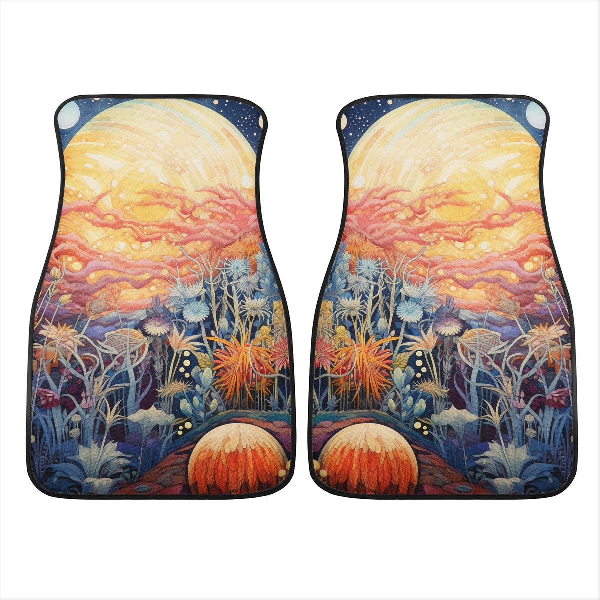 Yellow Moon Scape Car Mats - Set of 2 or 4 Car Floor Mats Car Accessories