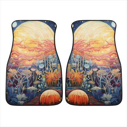 Yellow Moon Scape Car Mats - Set of 2 or 4 Car Floor Mats Car Accessories