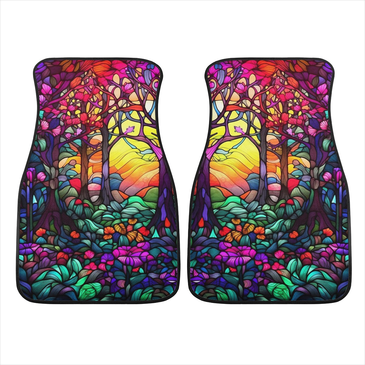 Pink Stained Glass Car Mats - Set of 2 or 4 Car Floor Mats Car Accessories