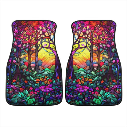 Pink Stained Glass Car Mats - Set of 2 or 4 Car Floor Mats Car Accessories