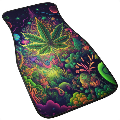 Psychedelic Green Leaf Car Mats - Set of 2 or 4 Car Floor Mats Car Accessories
