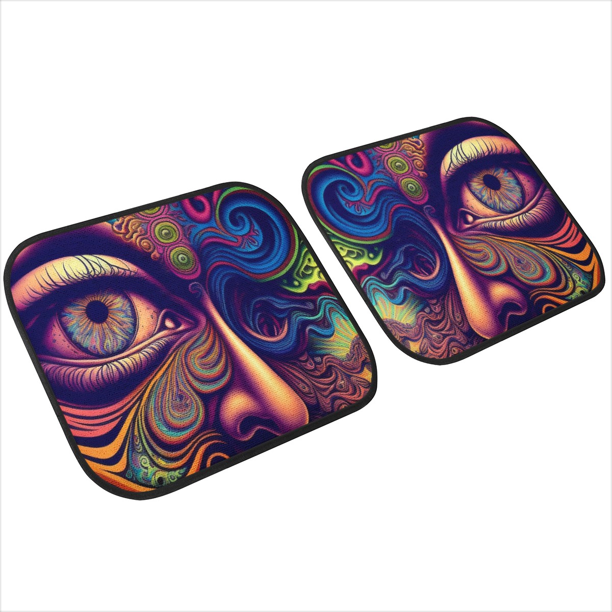 Psychedelic Face Car Mats - Set of 2 or 4 Car Floor Mats Car Accessories
