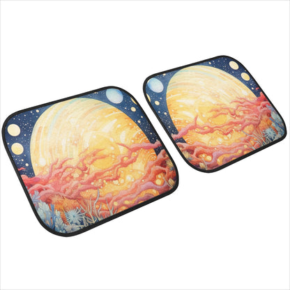 Yellow Moon Scape Car Mats - Set of 2 or 4 Car Floor Mats Car Accessories
