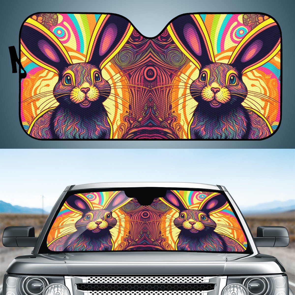 Psycho Rabbit Auto Sun Shade - Car Shade for Vehicle Windscreen Shield Sun Covers