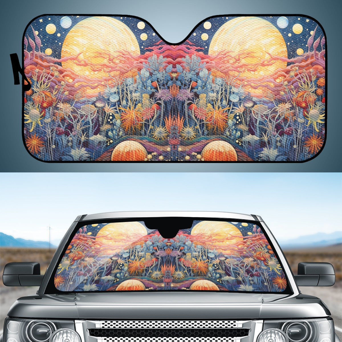 Yellow Moon Scape Auto Sun Shade - Car Shade for Vehicle Windscreen Shield Sun Covers