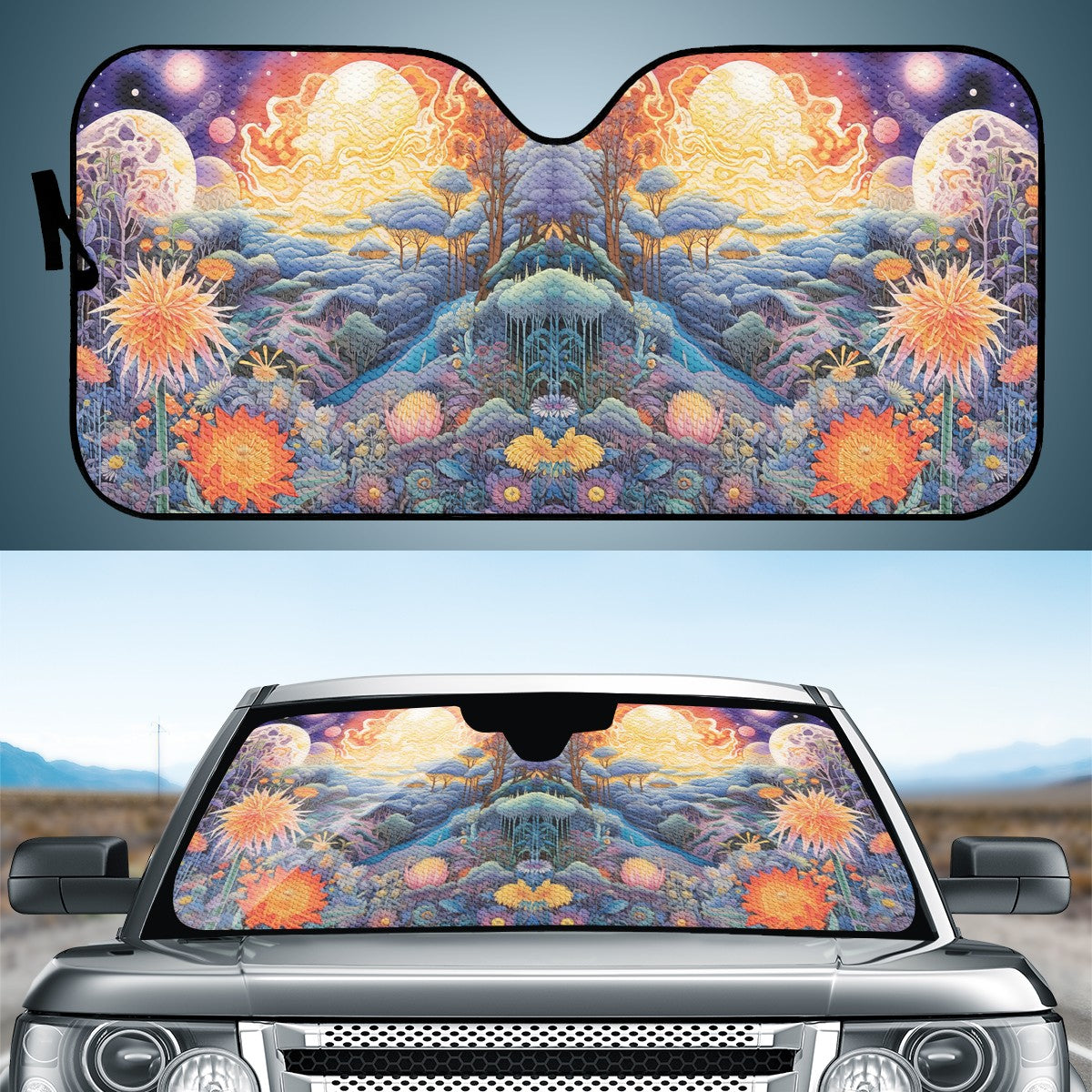 Red Sky Moon Scape Auto Sun Shade - Car Shade for Vehicle Windscreen Shield Sun Covers