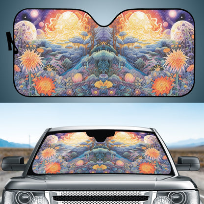 Red Sky Moon Scape Auto Sun Shade - Car Shade for Vehicle Windscreen Shield Sun Covers