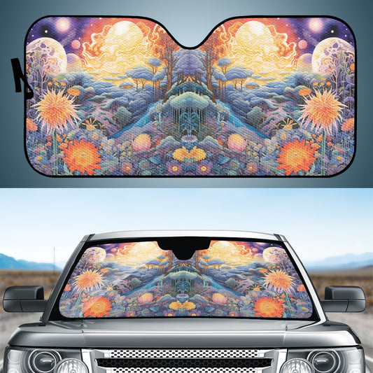 Red Sky Moon Scape Auto Sun Shade - Car Shade for Vehicle Windscreen Shield Sun Covers