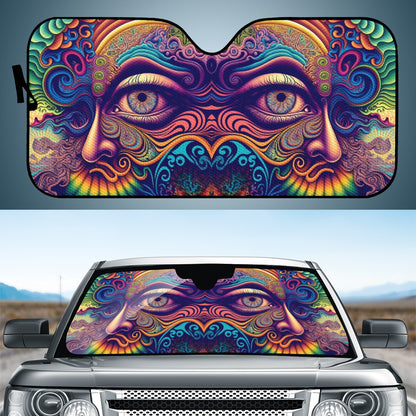 Psychedelic Face Auto Sun Shade - Car Shade for Vehicle Windscreen Shield Sun Covers