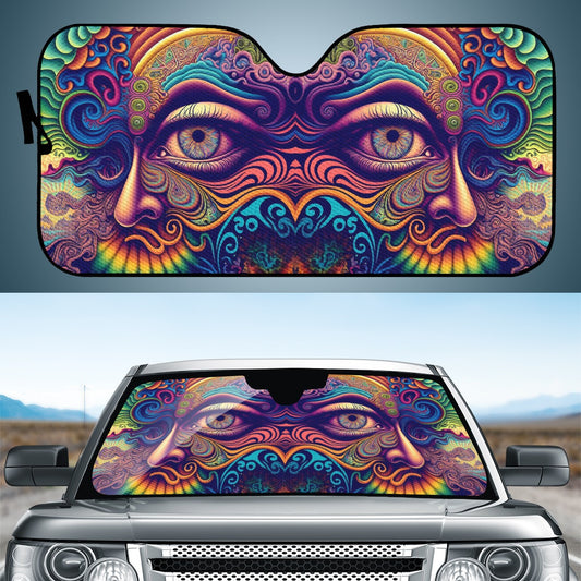 Psychedelic Face Auto Sun Shade - Car Shade for Vehicle Windscreen Shield Sun Covers