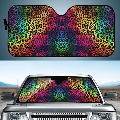 Bright Leopard Skin Print Auto Sun Shade - Car Shade for Vehicle Windscreen Shield Sun Covers