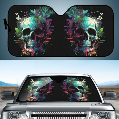 Paint Skull Blue Auto Sun Shade - Car Shade for Vehicle Windscreen Shield Sun Covers