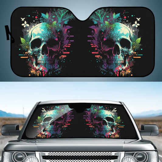 Paint Skull Blue Auto Sun Shade - Car Shade for Vehicle Windscreen Shield Sun Covers