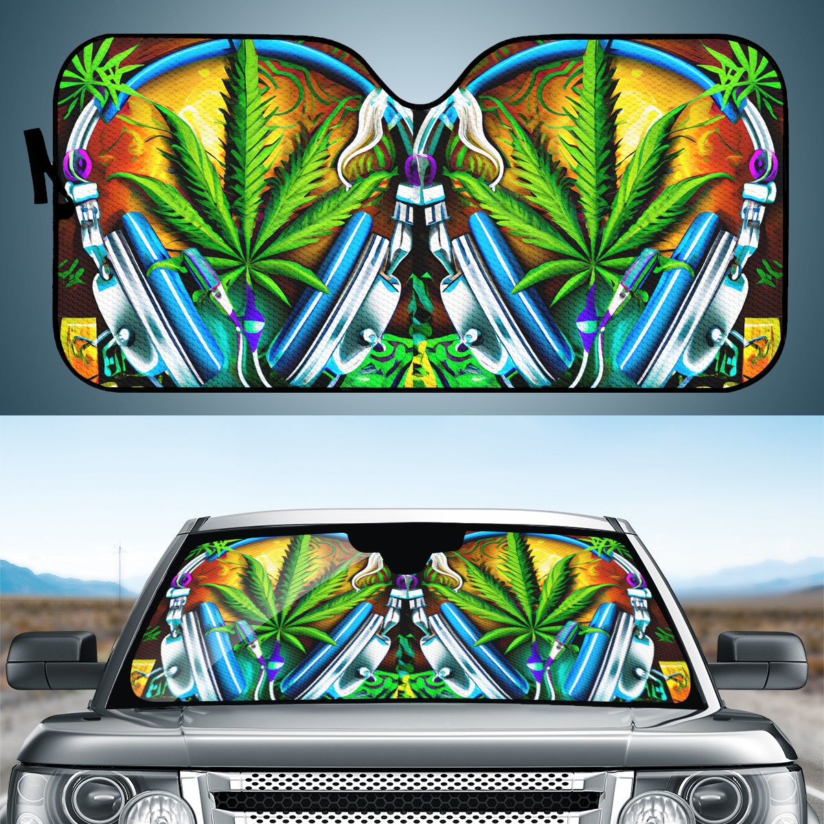 Smoking Green Leaf Auto Sun Shade - Car Shade for Vehicle Windscreen Shield Sun Covers