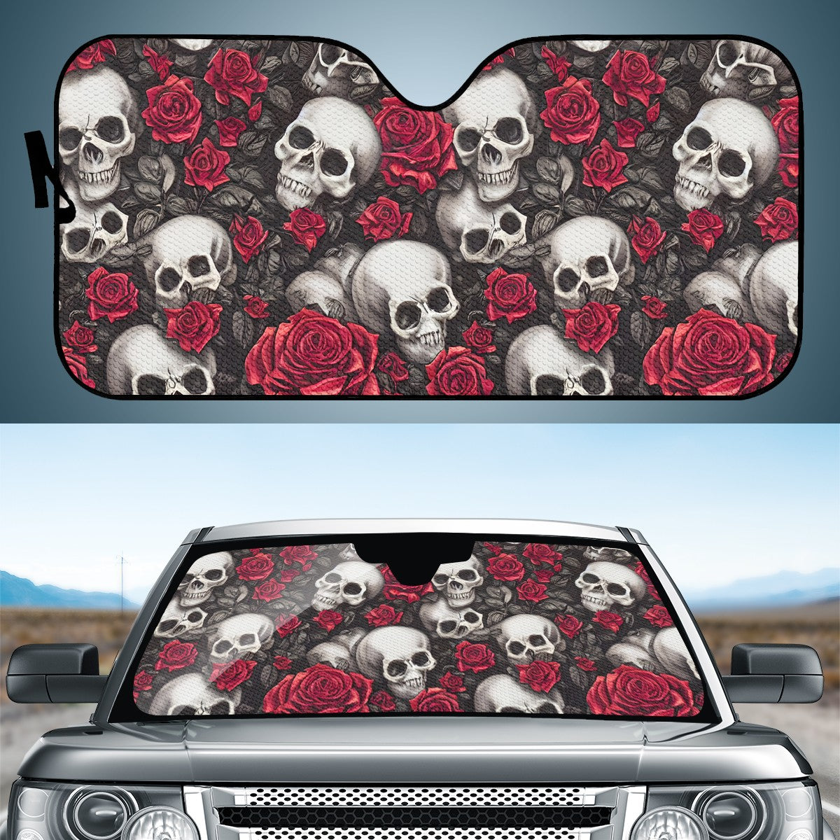 Skull And Red Roses Auto Sun Shade - Car Shade for Vehicle Windscreen Shield Sun Covers