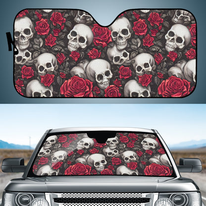 Skull And Red Roses Auto Sun Shade - Car Shade for Vehicle Windscreen Shield Sun Covers