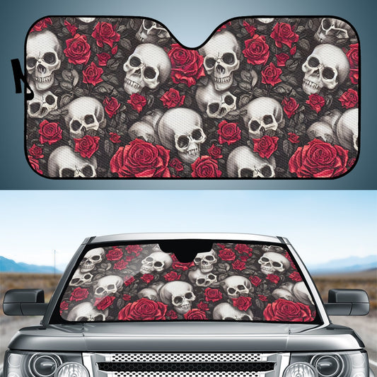 Skull And Red Roses Auto Sun Shade - Car Shade for Vehicle Windscreen Shield Sun Covers