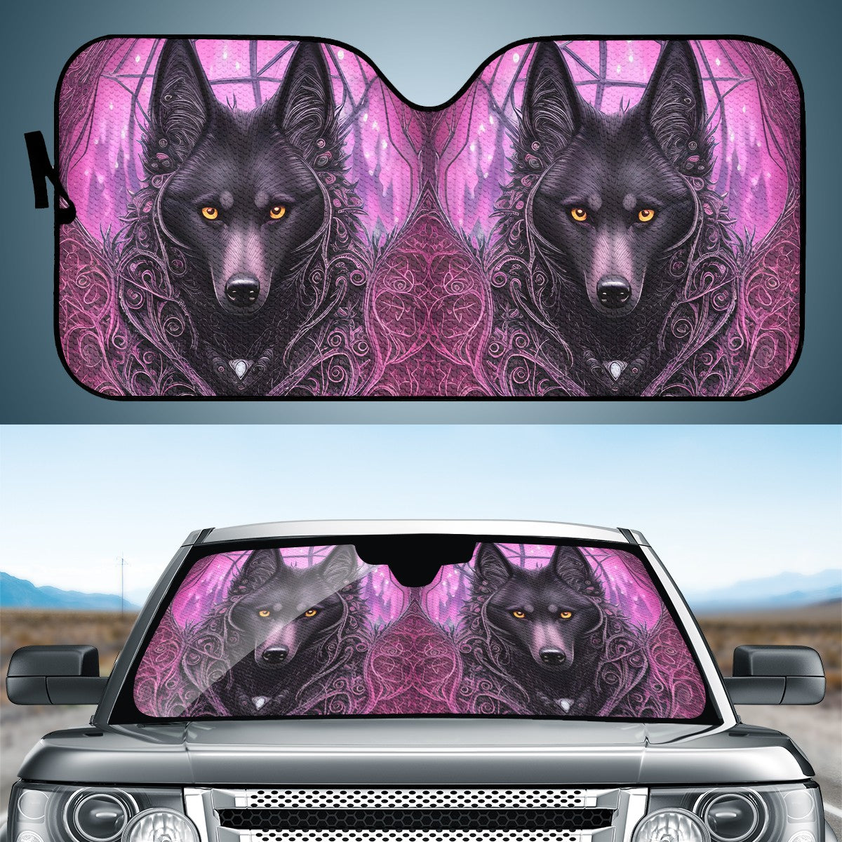 Wolf Midnight Purple Auto Sun Shade - Car Shade for Vehicle Windscreen Shield Sun Covers
