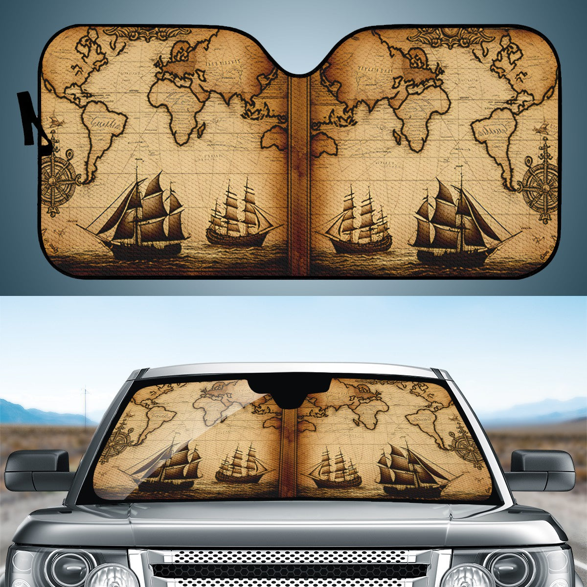 Old Maps 11 Auto Sun Shade - Car Shade for Vehicle Windscreen Shield Sun Covers