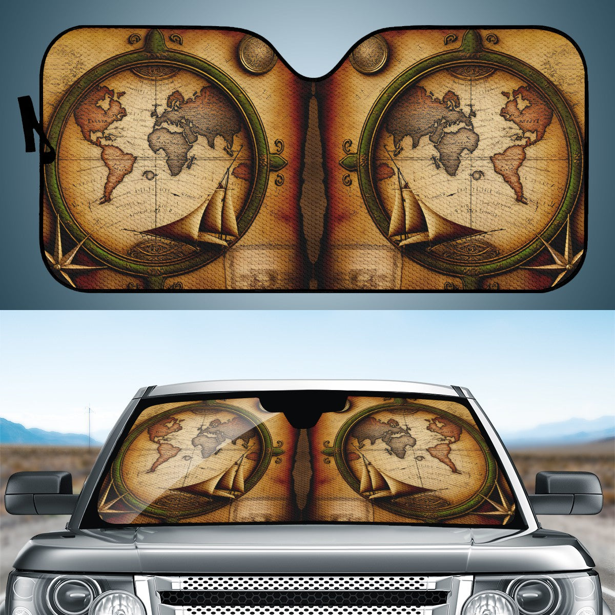 Old Maps 22 Auto Sun Shade - Car Shade for Vehicle Windscreen Shield Sun Covers