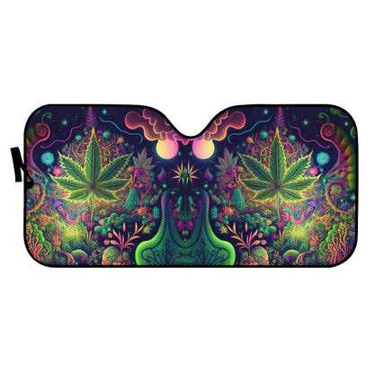 Psychedelic Green Leaf  Auto Sun Shade - Car Shade for Vehicle Windscreen Shield Sun Covers