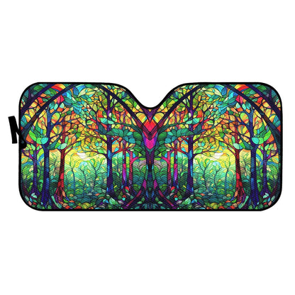 Dark Stained Glass Auto Sun Shade - Car Shade for Vehicle Windscreen Shield Sun Covers