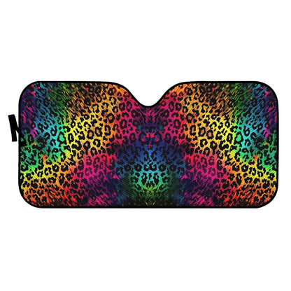 Bright Leopard Skin Print Auto Sun Shade - Car Shade for Vehicle Windscreen Shield Sun Covers